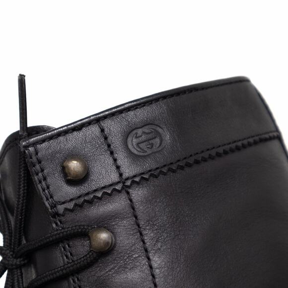 GUCCI Tom Ford Era Men\'s Leather Moc Toe Combat Boot Black EU43.5/US10.5 main image 4